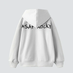 Asap Rocky Baskılı Oversize Unisex Premium Beyaz