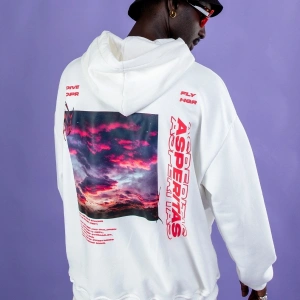 Asperitas Sırt Baskılı Oversize Unisex Beyaz