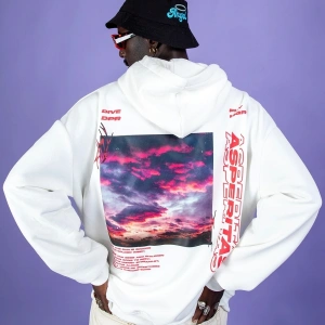 Asperitas Sırt Baskılı Oversize Unisex Beyaz