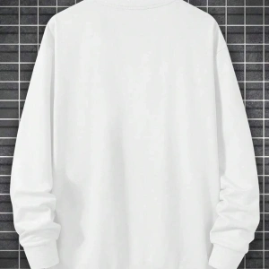 ASS Renkli Oversize Bisiklet Yaka Pamuklu Sweatshirt Beyaz