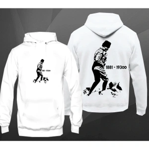 Atatürk 1881-1938 Unisex Kapşonlu 12794 Beyaz