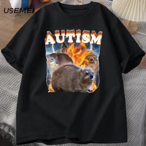 Autism Capybaras Graphic T Shirt Funny Meme Cotton Short Sleeve Tshirt Causal Women Men Print 3014