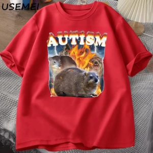 Autism Capybaras Graphic T Shirt Funny Meme Cotton Short Sleeve Tshirt Causal Women Men Print 3014