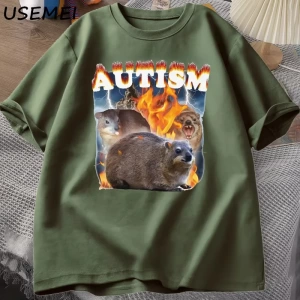 Autism Capybaras Graphic T Shirt Funny Meme Cotton Short Sleeve Tshirt Causal Women Men Print 3014