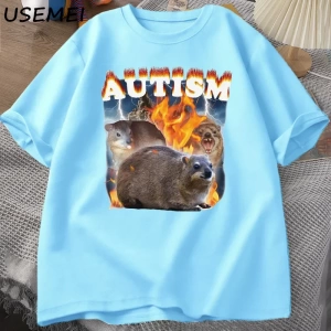 Autism Capybaras Graphic T Shirt Funny Meme Cotton Short Sleeve Tshirt Causal Women Men Print 3014