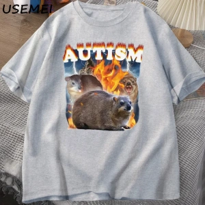 Autism Capybaras Graphic T Shirt Funny Meme Cotton Short Sleeve Tshirt Causal Women Men Print 3014
