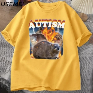 Autism Capybaras Graphic T Shirt Funny Meme Cotton Short Sleeve Tshirt Causal Women Men Print 3014