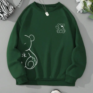 Ayı Desenli Termal Astarlı Sweat Yeşil