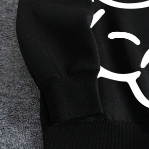 Ayıcık Baskılı 3 İplik Kapüşonlu Ünisex Oversize Sweatshirt Siyah