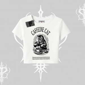 Babby Tee Tshirt Caffeine Cat Kahve Temalı Kedi Baskılı