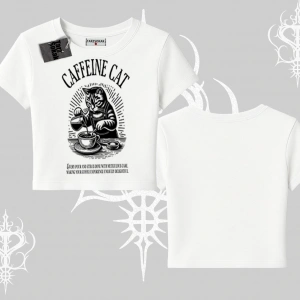 Babby Tee Tshirt Caffeine Cat Kahve Temalı Kedi Baskılı