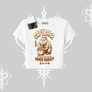 Babby Tee Tshirt Cute Capybara Enjoying Ramen Noodles Artwork