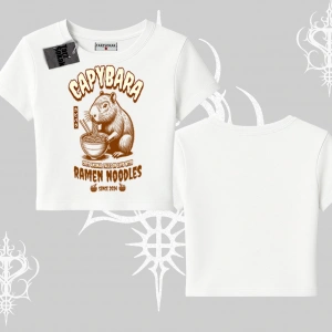 Babby Tee Tshirt Cute Capybara Enjoying Ramen Noodles Artwork