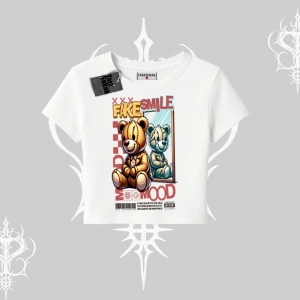 Babby Tee Tshirt Fake Smile Mood Ayıcık Grafik Baskılı