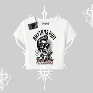 Babby Tee Tshirt Rhythms Riot Vintage Rockabilly Skull Street Aesthetic
