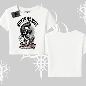 Babby Tee Tshirt Rhythms Riot Vintage Rockabilly Skull Street Aesthetic
