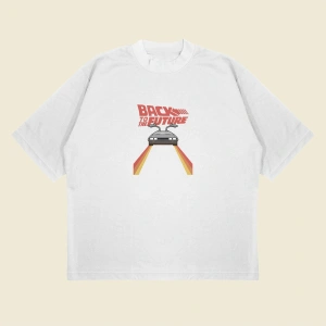 Back To The Future Baskılı Oversize Unisex Pamuklu Nefes Alan Kalın Kumaşlı