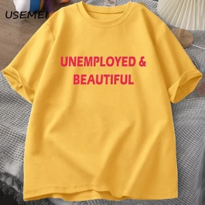 Bakımsız ve Güzel T-shirt Erkek Kadın Komik Rahat erkek Giysileri Baskı Streetweed Pamuk Kısa 2924