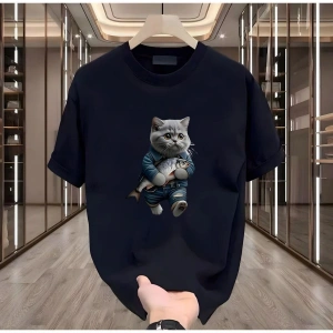 Balık Kedi Baskılı Beyaz Erkek