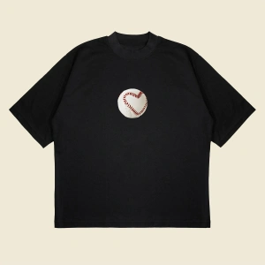 Baseball Tee Baskılı Oversize Unisex Pamuklu Nefes Alan Kalın Kumaşlı