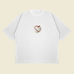 Baseball Tee Baskılı Oversize Unisex Pamuklu Nefes Alan Kalın Kumaşlı