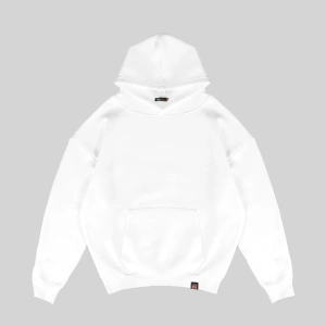 Basic Beyaz Oversize Unisex Kapuşonlu