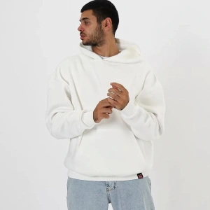 Basic Beyaz Oversize Unisex Kapuşonlu