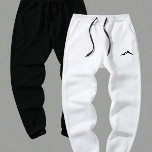 Basics 2pcs Mountain Print Drawstring Waist Eşofman Altı