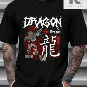 Baskılı Metin ve Karikatür Tasarımlı Kısa Kollu Erkek Tişört