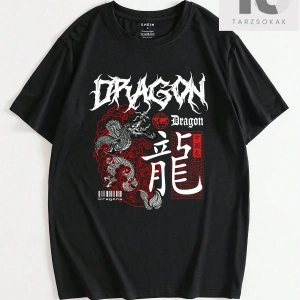 Baskılı Metin ve Karikatür Tasarımlı Kısa Kollu Erkek Tişört