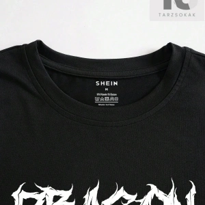 Baskılı Metin ve Karikatür Tasarımlı Kısa Kollu Erkek Tişört