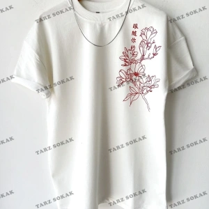 Baskılı Oversize Unisex Bisiklet Yaka