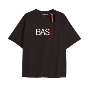 BASS Unisex Oversize Yazılı Tshirt SİYAH
