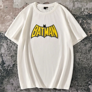 BATMAN X SHEIN 85. Unisex Mektup Baskılı Yuvarlak Yaka Kısa Kollu Tişörtler