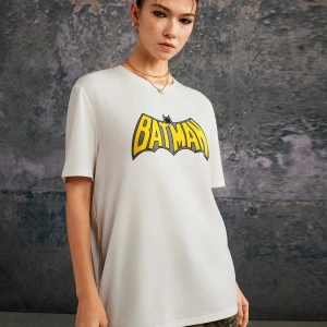 BATMAN X SHEIN 85. Unisex Mektup Baskılı Yuvarlak Yaka Kısa Kollu Tişörtler