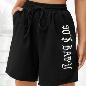 Bay Baskılı Kısa Kadın Şort Siyah Şort