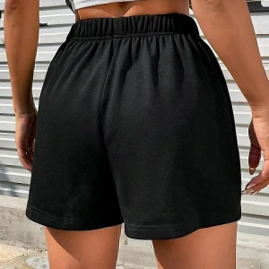 Bay Baskılı Kısa Kadın Şort Siyah Şort