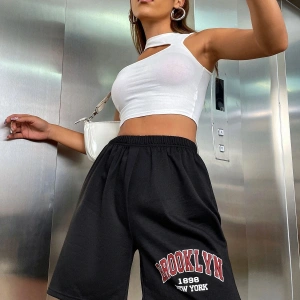 Bay Sweetline Brooklyn 1898 Penye Şort - Siyah Baskılı Kısa