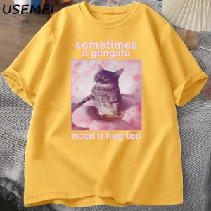 Bazen Bir Gangsta Bir Kucaklama İhtiyacı Var Komik Kedi Meme T-shirt Erkek Kadın Goofy Ahh T  2801