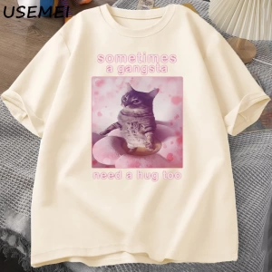 Bazen Bir Gangsta Bir Kucaklama İhtiyacı Var Komik Kedi Meme T-shirt Erkek Kadın Goofy Ahh T  2801