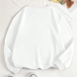 Bear & Letter Graphic Lined Sweatshirt Beyaz