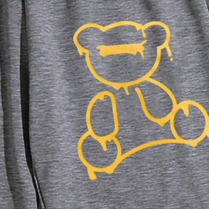 Bear Print Drawstring Waist 4 Mevsim Eşofman