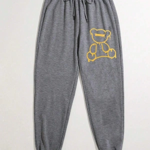Bear Print Drawstring Waist 4 Mevsim Eşofman