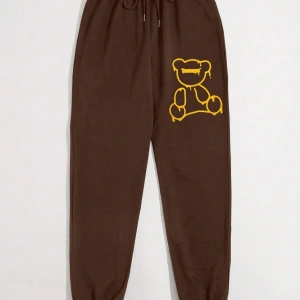 Bear Print Tie Waist 4 Mevsim Eşofman