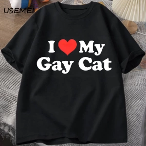Ben benim eşcinsel kedi t-shirt adam kısa kollu Tee Casual LGBTS gurur Tshirt boy pamu
