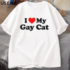 Ben benim eşcinsel kedi t-shirt adam kısa kollu Tee Casual LGBTS gurur Tshirt boy pamu