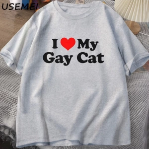 Ben benim eşcinsel kedi t-shirt adam kısa kollu Tee Casual LGBTS gurur Tshirt boy pamu