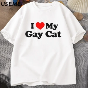 Ben benim eşcinsel kedi t-shirt adam kısa kollu TeeCasual LGBTS gurur Tshirt boy pamu 3025