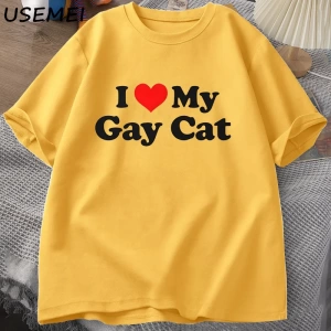 Ben benim eşcinsel kedi t-shirt adam kısa kollu TeeCasual LGBTS gurur Tshirt boy pamu 3025
