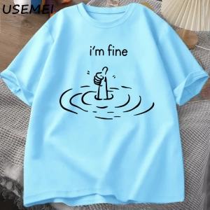 Ben güzel arka baskı T-shirt erkek kadın komik ruh sağlığı T Shirt mizah pamuk kısa kollu bol 2884